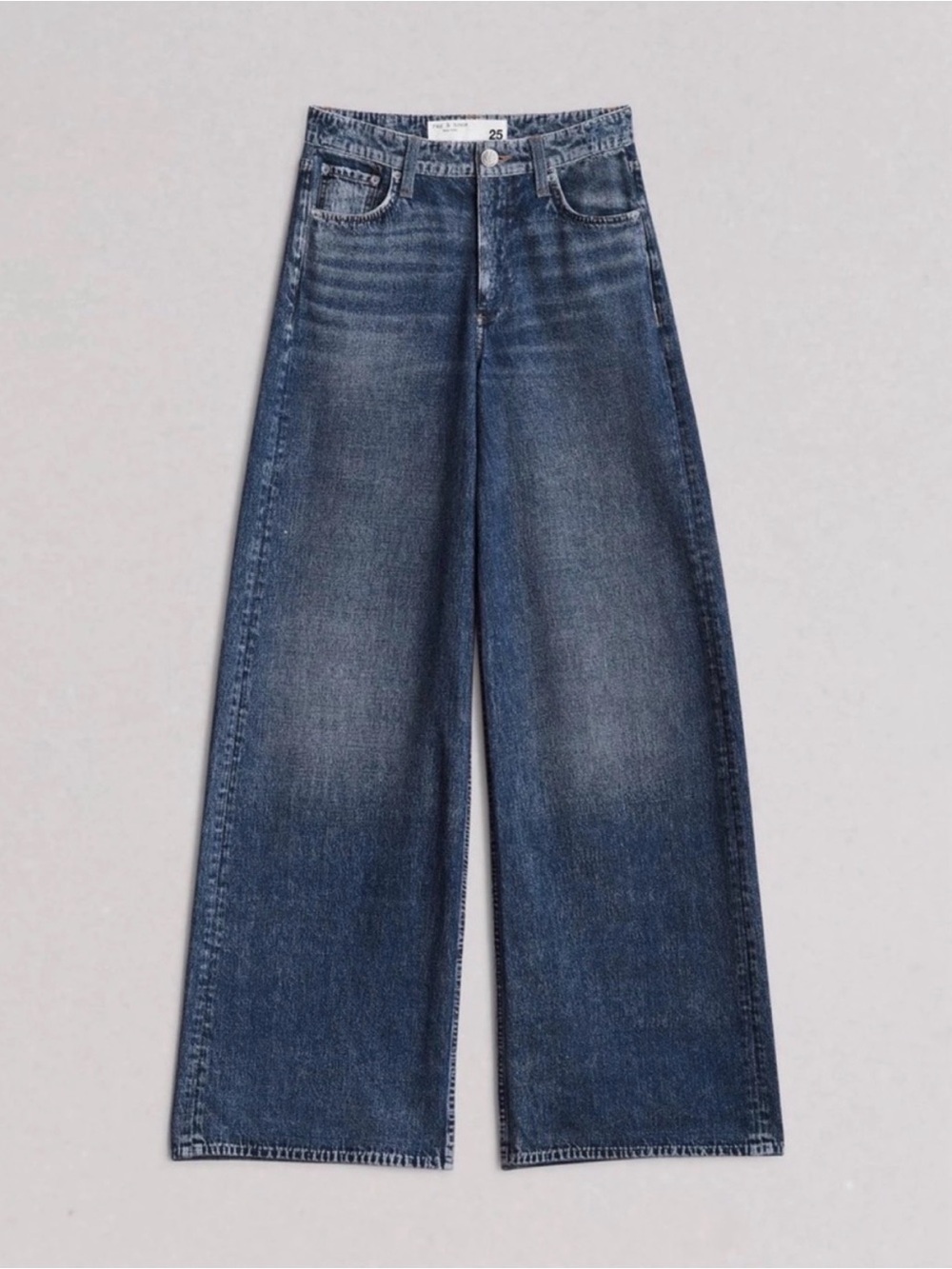 rag & bone Women's Wide Leg Faded Blue Jeans